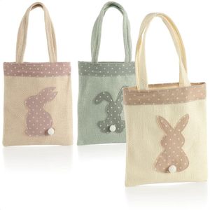 3 x cadeautas voor Pasen, zakjes met paashaas om cadeau te geven, schattige cadeauzakjes met paasmotief (3 stuks, zak, 3-kleurig)