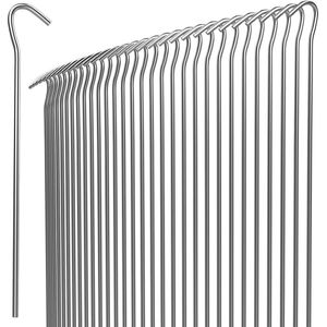 Verzinkt Staal Tentanker - 50 Stuks - 20 x 3 cm - Ø 35 mm - Onkruiddoek Tuinvlies Grondankers Haringen Hek