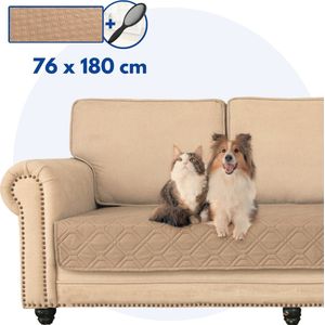 Hilvard - Hondendeken - Bankbeschermer - Hondendeken auto achterbank - Geschikt voor bank, auto en bed - Zand - 76 x 180cm - Hondenkleed - Hondenmat