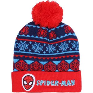 Rood-blauwe, warme muts met wintermotief SPIDER-MAN Marvel