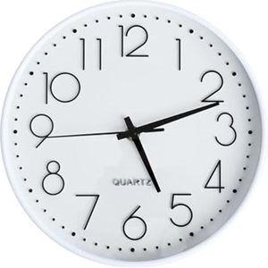 Stille niet-tikkende wandklok 10"" kleine wandklokken op batterijen decoratieve moderne ronde wandklok voor kantoor thuis badkamer keuken slaapkamer school woonkamer - wit