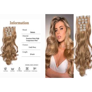 Haar extensions hairextensions haarextensions met krullen goud blond 50cm lang 160gram 16 clips