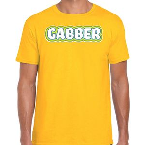 Bellatio Decorations Verkleed t-shirt heren - gabber - geel - foute party/carnaval - vriend/maat S