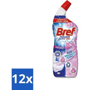 Bref WC - Power Active Gel Air Freshener Effect - Flower 700ml - Voordeelverpakking - 12 stuks