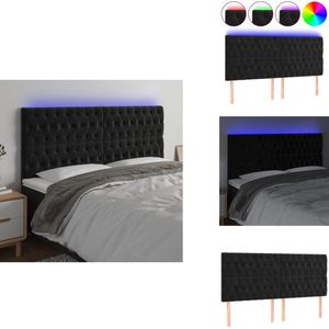 vidaXL Hoofdbord - Hoofdborden - Hoofdeinde - Houten Hoofdbord - Hoofdbord LED 180x7x118/128 cm fluweel zwart