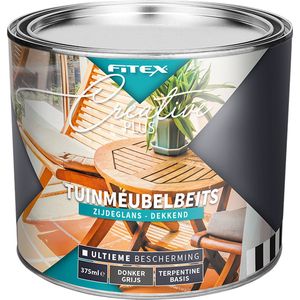 Fitex Creative+ Tuinmeubelbeits Dekkend RM Grijs - 375 ml donkergrijs- Beits - Dekkend - Buiten - Zijdeglans -