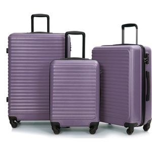 Merax 3-delig Kofferset met TSA Cijferslot - ABS Hardschalige Trolley Set 53L, 83L & 121.5 Liter - Koffers voor op Reis - Donker Paars