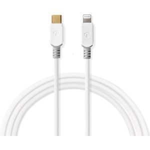 Nedis USB-Kabel | USB 2.0 | Apple Lightning 8-Pins | USB-C™ Male | 480 Mbps | Verguld | 1.00 m | Rond | PVC | Grijs / Wit | Polybag