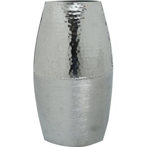 PTMD Vaas zilver geborsteld met glanzend gehamerd aluminium pot M - 37 hoog