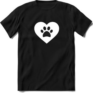 Cat Love Paw - Katten T-Shirt Kleding Cadeau | Dames - Heren - Unisex | Kat / Dieren shirt | Grappig Verjaardag kado | Tshirt Met Print | - Zwart - XXL