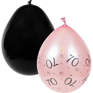 Ballonnen | 70 Jaar | 8 stuks | Zwart - Roze