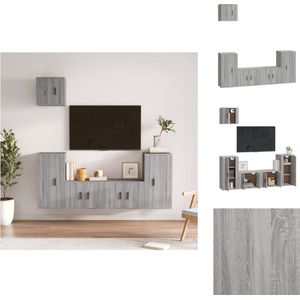 vidaXL TV-meubelset - Classic Grey Sonoma Eiken - 2x57x34.5x40cm - 2x40x34.5x80cm - 1x40x34.5x40cm - Kast