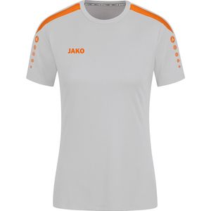 JAKO Shirt Power Korte Mouw Dames Grijs-Oranje Maat 34