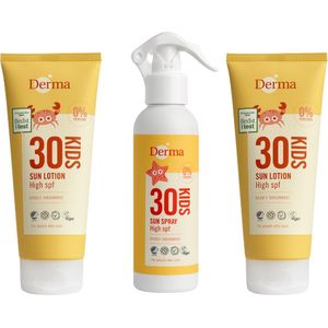 Derma Eco Sun Baby Zonnebrandlotion SPF 30 - Kids Zonnebrandlotion SPF 30 - Kids Zonnebrand spray SPF 30 - 3 flessen - Voordeelverpakking