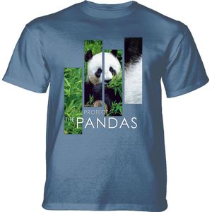 T-shirt Protect Giant Panda Split Portrait Blue 4XL