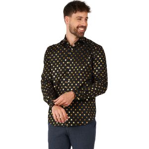 OppoSuits Shiny Star Shirt - Heren Overhemd - Carnavalskleding - Zwart - EU39