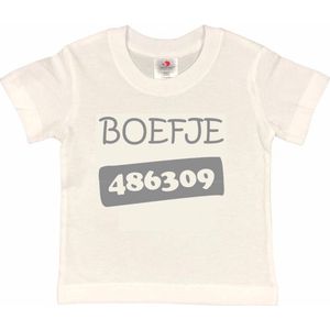 T-shirt Kinderen ""Boefje 486309"" | korte mouw | wit/grijs | maat 98/104