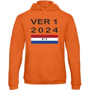 Oranje HOODIE UNISEX Max Verstappen 2024 Formule 1 Oranje Fan - Maat Large