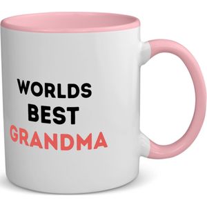Akyol - worlds best grandma koffiemok - theemok - roze - Oma - de beste oma - verjaardagscadeau - verjaardag - cadeau - cadeautje voor oma - oma artikelen - kado - geschenk - gift - 350 ML inhoud