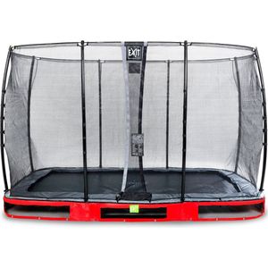 EXIT Elegant inground trampoline rechthoek 244x427cm met Economy veiligheidsnet- rood