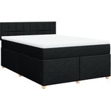 vidaXL - Boxspring - met - matras - stof - zwart - 160x200 - cm