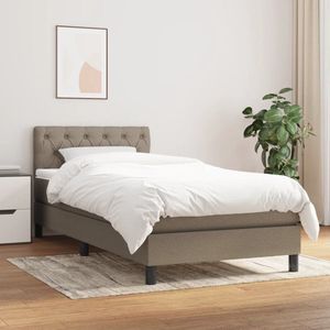 The Living Store Boxspringbed - Luxe - Bed - 203x80x78/88 cm - Taupe - Stof - Multiplex en Bewerkt Hout