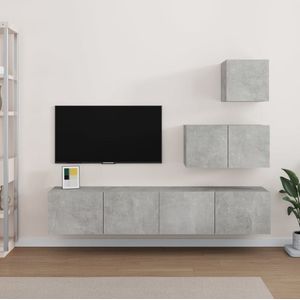 The Living Store TV-meubelset betongrijs - bewerkt hout - 30.5 x 30 x 30 cm / 60 x 30 x 30 cm / 80 x 30 x 30 cm (B x D x H)
