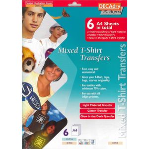T-Shirt Transfer Mixed – Glow in the dark | Glitter & Wit voor Licht Textiel