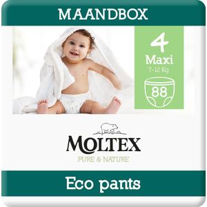 Moltex Pure & Nature Eco Pants Maxi, Maat 4 (7-12 kg) - 88 luierbroekjes - Maandbox