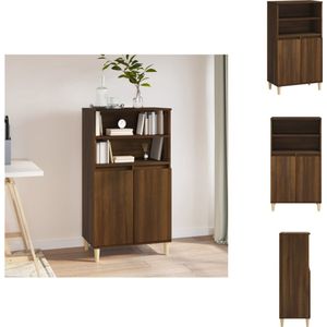 vidaXL Hoge kast Bruineiken - 60 x 36 x 110 cm - Bewerkt hout en massief eucalyptushout - Keukenkast