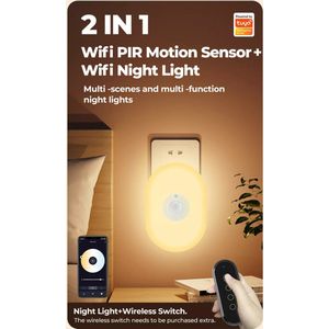 Viatel 2023 New Tuya WIFI Smart Home Light Warm Day Wall Lamp PIR Motion Sensor Light Voice Control LED Night Light