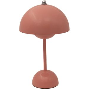 Luxus Tafellamp Touch Deluxe - Josephine - Roze - H34 x Ø9 - Tafellamp - Terraslamp - Bureaulamp - LED - Oplaadbaar - Dimbaar - Draadloos - Industrieel en modern - Op batterijen - Nachtlamp voor de slaapkamer - Tafellamp voor binnen en buiten