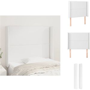 vidaXL Hoofdbord Bed - Kunstleer - Verstelbare Hoogte - Stevige Poten - Comfortabele Ondersteuning - Wit - 93x16x118/128 cm - Bedonderdeel