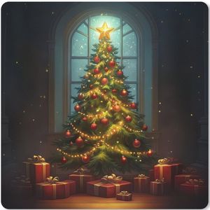 Muismat XXL - Bureau onderlegger - Bureau mat - Kerstboom - Cadeau - Kerst - Winter - 80x80 cm - XXL muismat