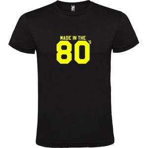 Zwart T shirt met print van "" Made in the 80's / gemaakt in de jaren 80 "" print Neon Geel size XXXXL