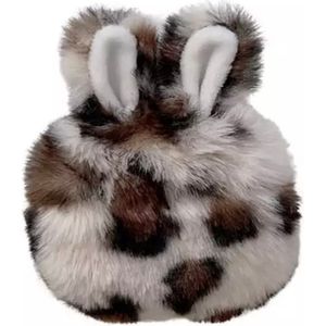 Casies Bunny Apple AirPods Pro case - Panterprint Wit - konijnen hoesje softcase - Pluche / Fluffy