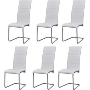 vidaXL - Eetkamerstoelen - 6 - st - kunstleer - wit