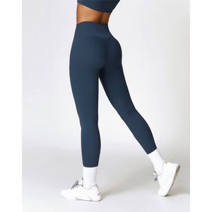 Sportchic - Sportlegging dames - High waist - Elastische band – Squatproof - Hardloopbroek - Shape legging - Fitness Legging - Sportlegging - Zonder Scrunch - Blauw - M