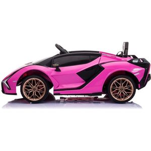 Elektrische Kinderauto Lamborghini Sian Roze 12V Met Afstandsbediening EVA banden en metallic lak