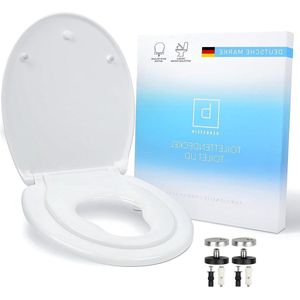 Premium Familie Toiletdeksel Softclose-Automaat Antibacterieel Ovaal Wit - Toiletdeksel Kinderinzet Soft Close - WC Bril Duroplast/Roestvrij Staal Toiletbril voor kinderen