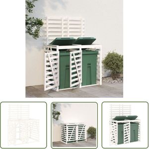 The Living Store Containerberging dubbel massief grenenhout wit - Containerberging - Hout - Tuingereedschap - Afvalbak - Grenenhout