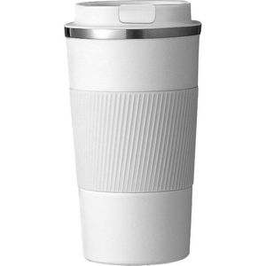 Koffiebeker To Go - Thermosbeker - Travel Mug - Theebeker - Roestvrij Staal - RVS - Wit - 380 ml