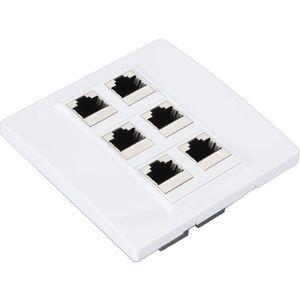 Cat 6 Ethernet Wall Plate 6 Ports 86 X 86 Mm Keystone Jack Wall Plate - Female to Female Detachable - Compatible with CAT5 CAT5E CAT6 CAT6A
