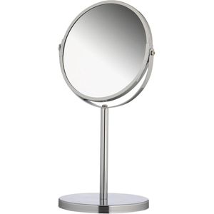 Zilveren cosmetische spiegel met 3- en 1x vergroting - scheerspiegel rond 17 cm Scheerspiegel