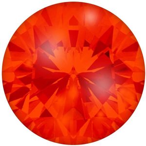 Quiges - Eligo Verwisselbaar Glas geslepen 12 mm Rond Zirkonia Donker Oranje voor Zilveren Ring - 12 mm - ER12R010