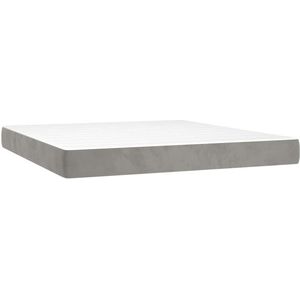 vidaXL - Pocketveringmatras - 160x220x20 - cm - fluweel - lichtgrijs