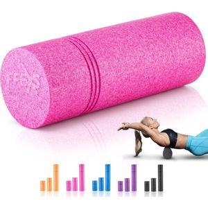 FFEXS Foam Roller - Therapie & Massage voor rug benen kuiten billen dijen - Perfecte zelfmassage voor sport fitness [Hard] - 40 CM - Rose