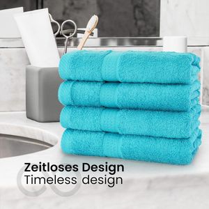 4-delig handdoekenset in vele kleuren - 4 handdoeken 50x100 cm - kleur turquoise