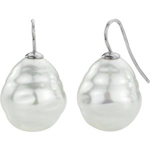Traveller Oorbellen - Hangers - Zilverkleurig - Barokparels - Wit - 20x17 mm - 119004