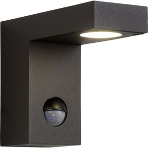 Lucide TEXASIR - Wandspot / Wandlamp Binnen/Buiten - LED - 1x7W 3000K - IP54 - Bewegingssensor - Antraciet